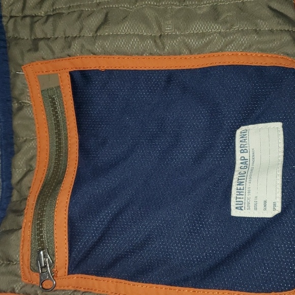 Gap jacket boys size large ( 10 ) orange grey green blue zippered pockets - Picture 14 of 16